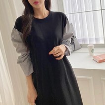 마롱패션 통 배색 블랙 멜란지 민트 여성 봄 여름 원피스