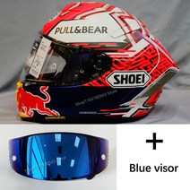 쇼웨이 헬멧 쇼에이 바이크 홍진 클래식 오토바이 X-14 풀 페이스 오토바이 헬멧 마르케즈 로터스 레드, 03 blue lens