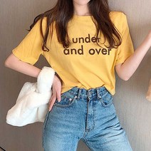 여성용 예쁜 티셔츠 레터링 라운드넥 반팔티 맨투맨