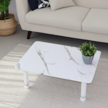 800*600 로아공방 접이식 테이블 2인용, 원형길이조절 화이트, 마블화이트