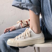 마르셀 화이트 아이보리 캐주얼 캔버스 하이탑 로우탑 깔끔한 무지 레이스업 스니커즈 심플 베이직 빈티지 끈 운동화 굽있는 단화 3cm
