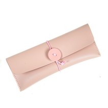 롤시 클래식 가죽 필통 파우치 펜케이스 2개 세트, 딸기우유핑크
