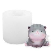 촛불 금형 두꺼운 3D 3 차원 고양이 캔들 실리콘 몰드 DIY 아로마 테라피 석고 비누 장식 (Cat A), 보여진 바와 같이