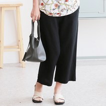 백합사 엄마옷 고급 와이드 린넨 밴딩바지 [P92-451] 여름 마바지 통바지 미시 마담 중년의류 빅사이즈