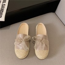 어부화녀 플랫 소향풍 백두 반 슬리퍼 아웃솔 샌들 리본 샌들