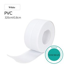 3.2m 자체 접착 욕실 주방 방수 곰팡이 방지 실란트 테이프 벽 스티커 주방 pvc 방수 씰링 스트립 테이프, 흰색 3.8cm