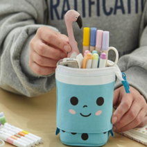 ANGOO 러블리 밀크티필통 입체형 멀티 펜꽂이 중학생 고등학생 필통, 망고밀크디