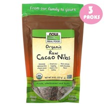 NOW Foods Raw Cacao Nibs 나우 생 카카오 닙스 227g 3팩, 3개