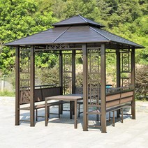 파빌리온 정자 팔각정 파고라 안뜰 합금 파고라만들기, 3X3m+좌석3개+테이블1개