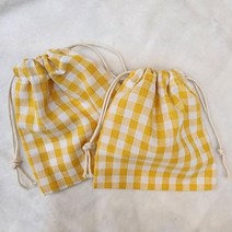 체크 쌀 주머니 노랑 조리개 면 파우치 생리대