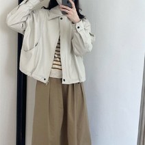 남친시 가죽자켓 인조 레더 카라 라이더 베이직 스트링 오버핏 단추