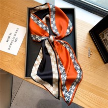 헤어악세사리 머리끈 집게핀 리본 핀 디자이너 실크 머리띠 여성용 고급 스키니 스카프 헤어 밴드 손목 풀
