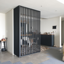 우드레이 스트라이프 인테리어 가벽 파티션 칸막이, 화이트/블랙/메이플_324mm