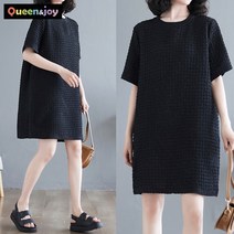 퀸앤조이 와플 엣지 반팔 미니 원피스***판매자 SSK무역***