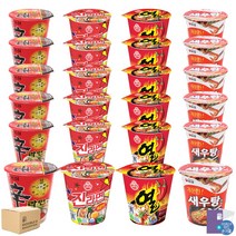 [더블비] 컵라면 소컵 1box 신라면 6개+ 진라면 6개+ 열라면 6개+ 새우탕 6개 농심 오뚜기 합24개입, 1박스