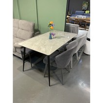 세라믹식탁세트 4인용 그레이 유광 사각세라믹(의자2+벤치1 포함) 블랙스틸 김포가구친구들