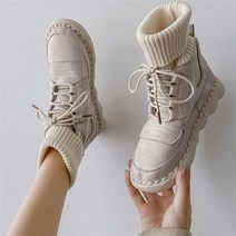 비비핑크 OJ0537 여성 기모안감 하이탑 여성 워커 플랫 워커 시보리 하이탑 스니커즈 방한화
