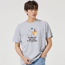 키밍 달 토끼 우주 피자 그래픽 캐쥬얼 반팔티