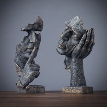 현대 조각 예술 조각품 서재 사무실 책상 고대 선반 장 인테리어 소품 석고상 조각상, (말안함+안듣는다)앤티크블루2개