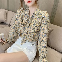 프릴 블라우스 쉬폰 오피스룩 여자 슬림핏 봄 하늘비즈 A25 E770B913