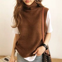 SAMARA 터틀넥 니트베스트 목폴라 여성니트조끼