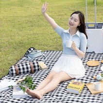 할메이드 감성 피크닉 캠핑 돗자리 매트, 특대형-블랙