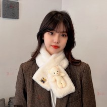 페이크퍼 폼폼 머플러 베어큐티목도리 곰인형 곰돌이
