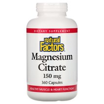 Natural Factors 마그네슘 시트레이트 150mg 캡슐 360정, 1개, 360캡슐