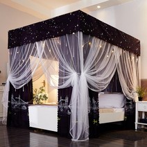 침실 암막 캐노피 침대 모기장 커튼 2인용 더블 세트 유성우 커튼_1.2m