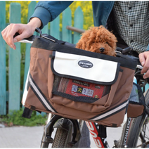 강아지자전거캐리어 반려견자전거 켄넬 바구니 수납공간, 다크브라운