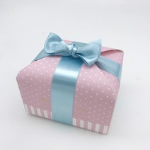 비엘씨 허니러브 접이식 주자리본 종이스타핑 직사각 선물상자(10.5x8.8x7.5cm), 1개, 핑크땡땡이