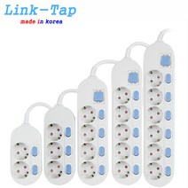 [사은품행사] Link-Tap 링크탭 2구 3구 4구 5구 6구 개별 스위치 1.5m 3m 5m 10m 16A 2800w 국산 안전 절전형 멀티탭, 2구 개별 5m