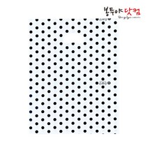 봉투야닷컴 LDPE 25호 (25x34cm) 50장 비닐쇼핑백, 도트-화이트블랙