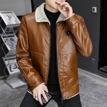 남자 가죽 자켓 라이더 남성용 두꺼운 갈색 인조 모피 방풍 따뜻한 남성 브랜드 겨울 가을