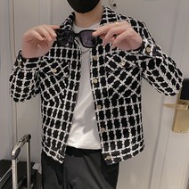 남자 체크 블랙앤화이트 자켓