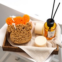 쓱싹 해면 샤워 바디 목욕 타월 각질 제거 저자극, 브라운하트_ASB03003