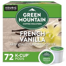 Green Mountain Coffee Roasters 캐러멜 바닐라 1인용 큐리그 K-컵 포드 가향 라이트 로스트 커피 72개, French Vanilla_48 Count (Pack