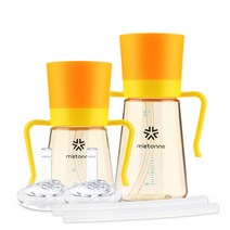 메똔느 PPSU M3 빨대컵 200ml+300ml+리필빨대2개, (PPSU_M3)빨대컵_오렌지_200ml+300ml, 1세트