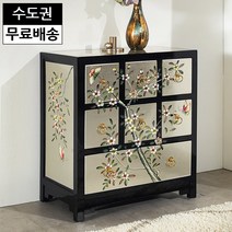 밀란 엔틱 7칸 3단 서랍장 삼단 수납장 예쁜 수입 고급 명품 서랍장 약장 소형(610), 블랙