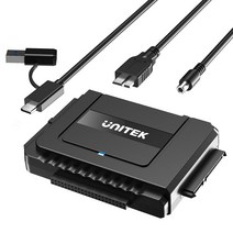 Unitek USB C - SATA IDE 어댑터 범용 2.5/3.5인치 HDD/SSD 하드 드라이브 디스크 DVD-ROM/CD-ROM/CD-RW A 커넥터 및 12V용 외장 변환