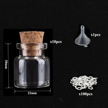 [케이로] 473066 코르크 마개가 있는 소형 미니 유리병 항아리 100 개 아이 나사 및 1 작은 깔때기 DIY 보석 만들기 5-10, [14] 5ml-22x30mm set, 5ml-22x30mm set