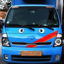 JS automotive 화물차 눈알 대형 스티커 트렁크 전면 후면 데코, 동그란눈_중형_검은테두리, 1개