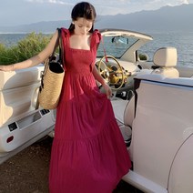 제주도 여름 하늘하늘 커버업 스커트 빅사이즈비치원피스 호캉스 미니 민소매 랩 민소매