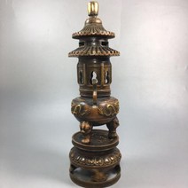 반가사유상 미니어처 굿즈 인테리어 중국 오래된 황동 컬렉션 순수 구리 타워 용광로 향 버너/홀더 백단향, 한개옵션0