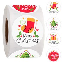 500pcs 메리 크리스마스 스티커 4 디자인 라운드 홀리데이 스티커 DIY 선물 상자