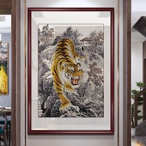 아트미니 맹호하산 맹호도 호랑이 백두산 한국 소나무 정자 대형 보석십자수, A2434, 90x140cm