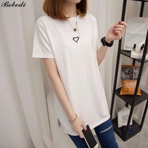 간지난다 bebedi 여성용 하트니 롱 반팔티