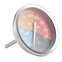 100-550 ° F 바이메탈 온도계 스테인레스 스틸 바베큐 바베큐 그릴 흡연자 온도 게이지