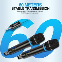 듀얼 무선 마이크 DGNOG DR20 전문 2 채널 UHF 핸드헬드 다이나믹 가라오케 스피커 교회 노래 DJ 파티용