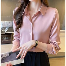 루즈핏 새틴 실키 카라넥 남방 셔츠 오피스 비지니스 새미정장 코디